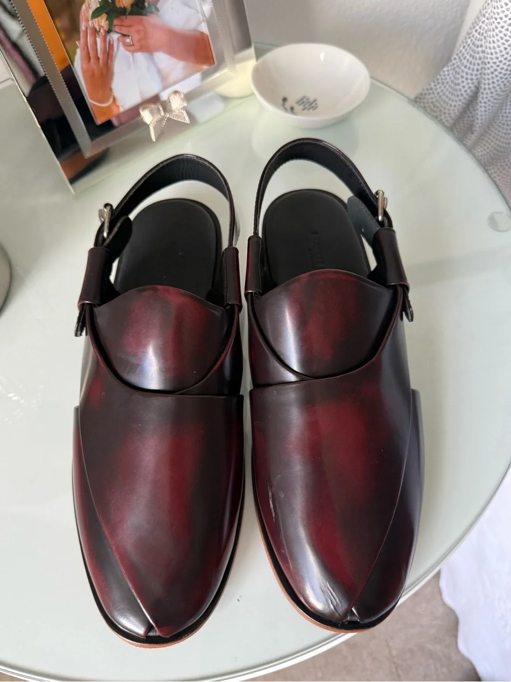Bareezr Man Men's Leather Slingback Loafers in Burgundy 10.5